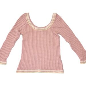 The Limited Y2K Sweater Top M Fitted Preppy Pink Scoop Neck Balletcore Cotton